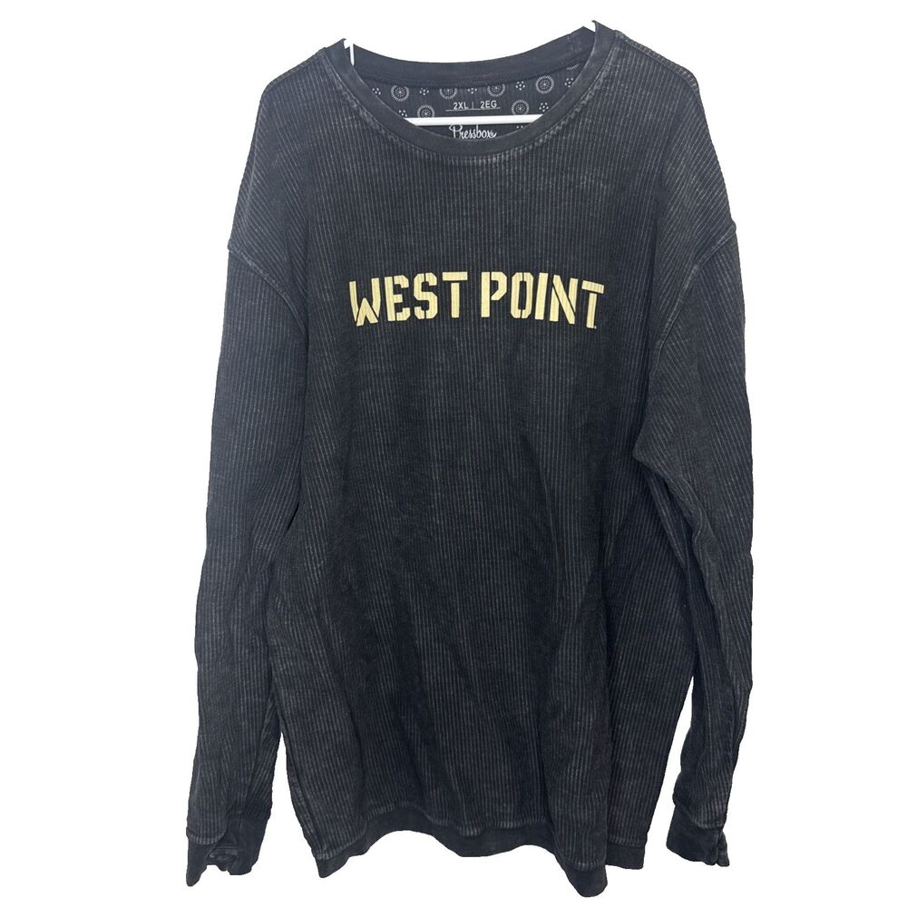 Pressbox West Point Sweatshirt Womens 2XL Gray Corduroy Crewneck Pullover Cotton